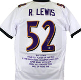 Ray Lewis Autographed White Pro Style STAT Jersey-Beckett W Hologram *Silver