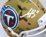 AJ Brown Autographed Tennessee Titans Camo Speed Mini Helmet- Beckett W *White