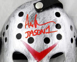 Ari Lehman Signed Friday The 13th Silver Jason Mask w/ Jason 1- JSA W *Red