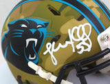 Luke Kuechly Autographed Carolina Panthers Camo Mini Helmet- Beckett W *White