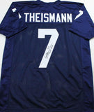 Joe Theismann Autographed Navy Blue College Style Jersey w/ Insc - JSA Auth *7