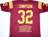 O.J. Simpson Autographed Maroon College STAT Style Jersey - JSA W *Black