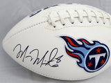 Marcus Mariota Autographed Tennessee Titans Logo Football- JSA Witnessed Auth