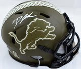 D'Andre Swift Signed Lions Salute to Service Speed Mini Helmet-Beckett W Holo