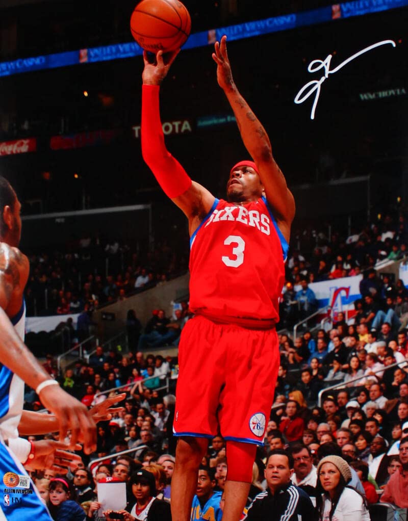 Allen Iverson Signed Philadelphia 76ers 16x20 Jump Shot Photo-Beckett – The  Jersey Source, image size:800x1022
