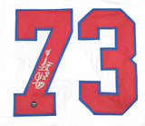 John Hannah Autographed White Pro Style Jersey w/HOF - Prova *Silver