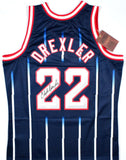 Clyde Drexler Signed Rockets Mitchell & Ness Hardwood Swingman Jersey- JSA W