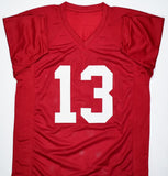 George Teague Autographed Crimson College Style Jersey w/ 92 Champs - Prova