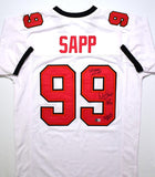 Warren Sapp Autographed White Pro Style Jersey w/3 Inscriptions -Beckett W Holo