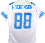 TJ Hockenson Autographed White Pro Style Jersey- Beckett W Holo *Black