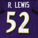 Ray Lewis Autographed Purple Pro Style STAT2 Jersey - Beckett W Auth *2