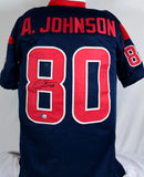 Andre Johnson Autographed Blue Red # Pro Style Jersey- Beckett W Hologram *Black