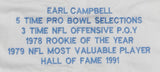 Earl Campbell Autographed White Pro Style Stat-1 Jersey With HOF- JSA W *Black