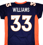 Javonte Williams Autographed Blue Pro Style Jersey- Beckett W Hologram *Black