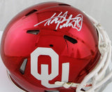 Adrian Peterson Signed Oklahoma Sooners Chrome Mini Helmet - Beckett Auth *White