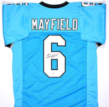 Baker Mayfield Autographed Blue Pro Style Jersey- Beckett W *Black