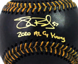 Shane Bieber Signed Rawlings OML Black Baseball w/ Insc - Beckett W Auth *Gold