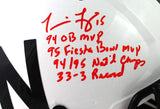 Tommie Frazier Signed Nebraska F/S 2019 Authentic Helmet w/Stats- Beckett W Auth