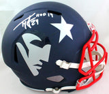 Ty Law Autographed New England Patriots AMP Speed F/S Helmet HOF- Beckett W *Sil