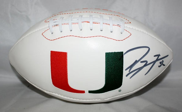 Ray Lewis Autographed Univ of Miami Hurricanes Logo Football PSA/DNA Auth *right