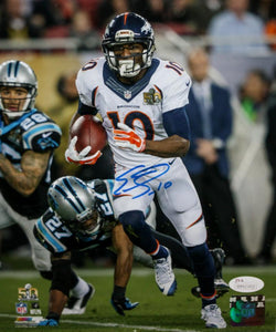 Emmanuel Sanders Autographed Broncos 8x10 SB 50 Running Photo- JSA Witness Auth