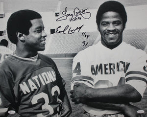 Tony Dorsett Earl Campbell Autographed HOF 16x20 B&W Photo - JSA W Auth