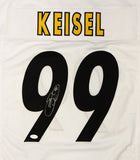 Brett Keisel Autographed White Pro Style Jersey- JSA Witnessed Auth *L9