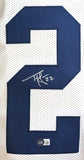 Ty Law Autographed White College Style Jersey- Beckett W *Silver