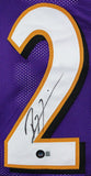 Ray Lewis Autographed Purple Pro Style STAT Jersey-Beckett W Hologram *Black