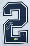 Emmitt Smith Autographed White/Blue Pro Style Jersey- Beckett W Hologram *Silver