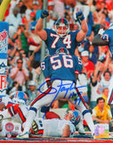 Lawrence Taylor Autographed NY Giants Sack 8X10 Photo w/ HOF- Beckett W *Blue