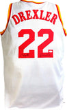 Clyde Drexler Autographed White TB Pro Style Jersey- JSA W