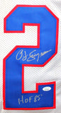 O. J. Simpson Autographed White Pro Style Jersey w/ HOF- JSA Witnessed *Silver