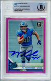 2019 Donruss Optic Pink #171 T.J. Hockenson Rated Rookie Lions BAS Auto 10