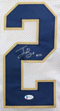 Ian Book Autographed White College Style Jersey - Beckett W *Silver