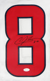 Andre Johnson Autographed White Pro Style Jersey- JSA Witness Auth *8