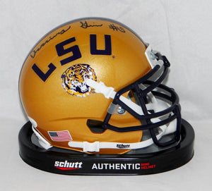 Derrius Guice Autographed LSU Tigers Gold Schutt Mini Helmet- JSA W Auth *Black