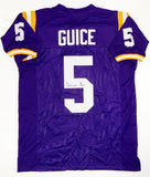 Derrius Guice Autographed Purple College Style Jersey- JSA Witness Auth