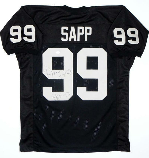 Warren Sapp Autographed Black Pro Style Jersey HOF- JSA Witness Auth *Horz HOF