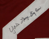 Yale Lary Autographed Maroon College Style Jersey With Gig Em- JSA Authenticated