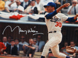 Maury Wills Autographed LA Dodgers 16x20 Swinging Photo- JSA W Auth