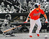 Chris Davis Autographed 16x20 B/W & Color Watching Hit Photo- JSA Authentica