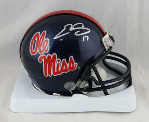 Evan Engram Autographed Ole Miss Navy Riddell Mini Helmet- JSA Auth *Silver