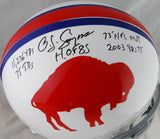 O.J. Simpson Signed Bills F/S Authentic 65-73 TB Helmet W/ 5 Stats- JSA W Auth