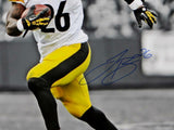 LeVeon Bell Autographed Steelers 16x20 BW & Color Running PF. Photo- JSA W A