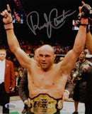 Randy Couture Autographed UFC 8x10 Photo With Belt- Beckett Auth *Silver