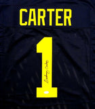 Anthony Carter Autographed Navy College Style Jersey- JSA W Authenticated *1