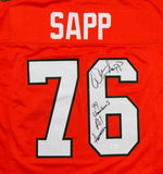 Warren Sapp Autographed Orange College Style Jersey w/ Insc- JSA W Auth *9