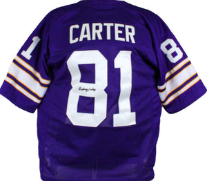 Anthony Carter Autographed Purple Pro Style Jersey- JSA Witness Authenticated *1