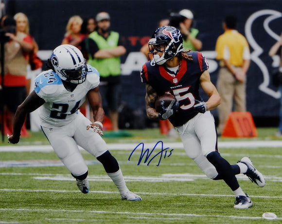 Will Fuller Autographed Texans 16x20 Running vs Titans Photo- JSA W Auth *Blue